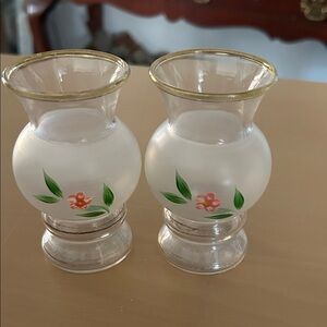 Bartlett Collin’s 4 in bud vases. Elegant Frosted Glass Vases with Floral Design